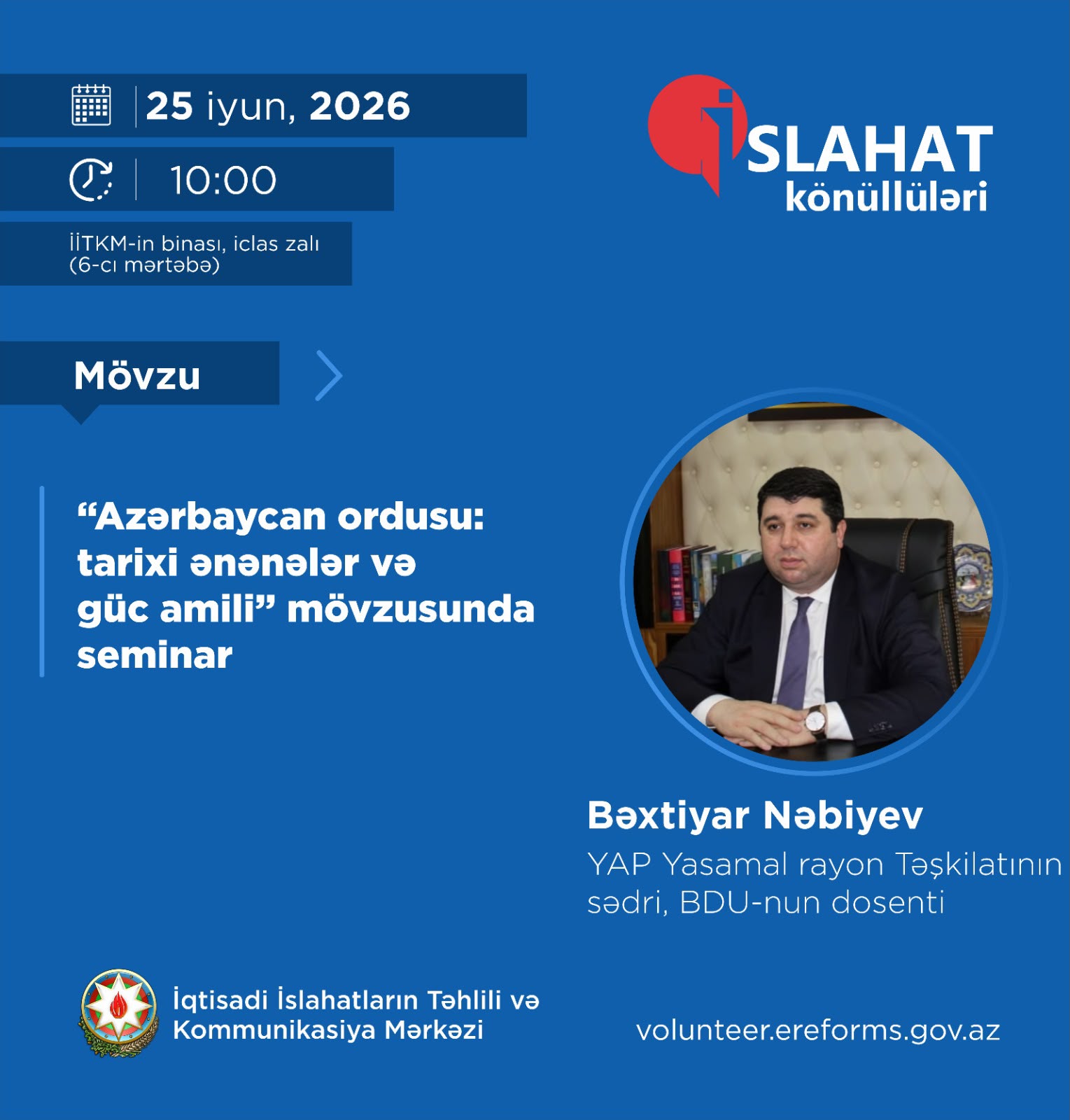 İslahat Könüllüləri Təşkilatının təşəbbüsü ilə Silahlı Qüvvələr Günü çərçivəsində tədbir keçiriləcək