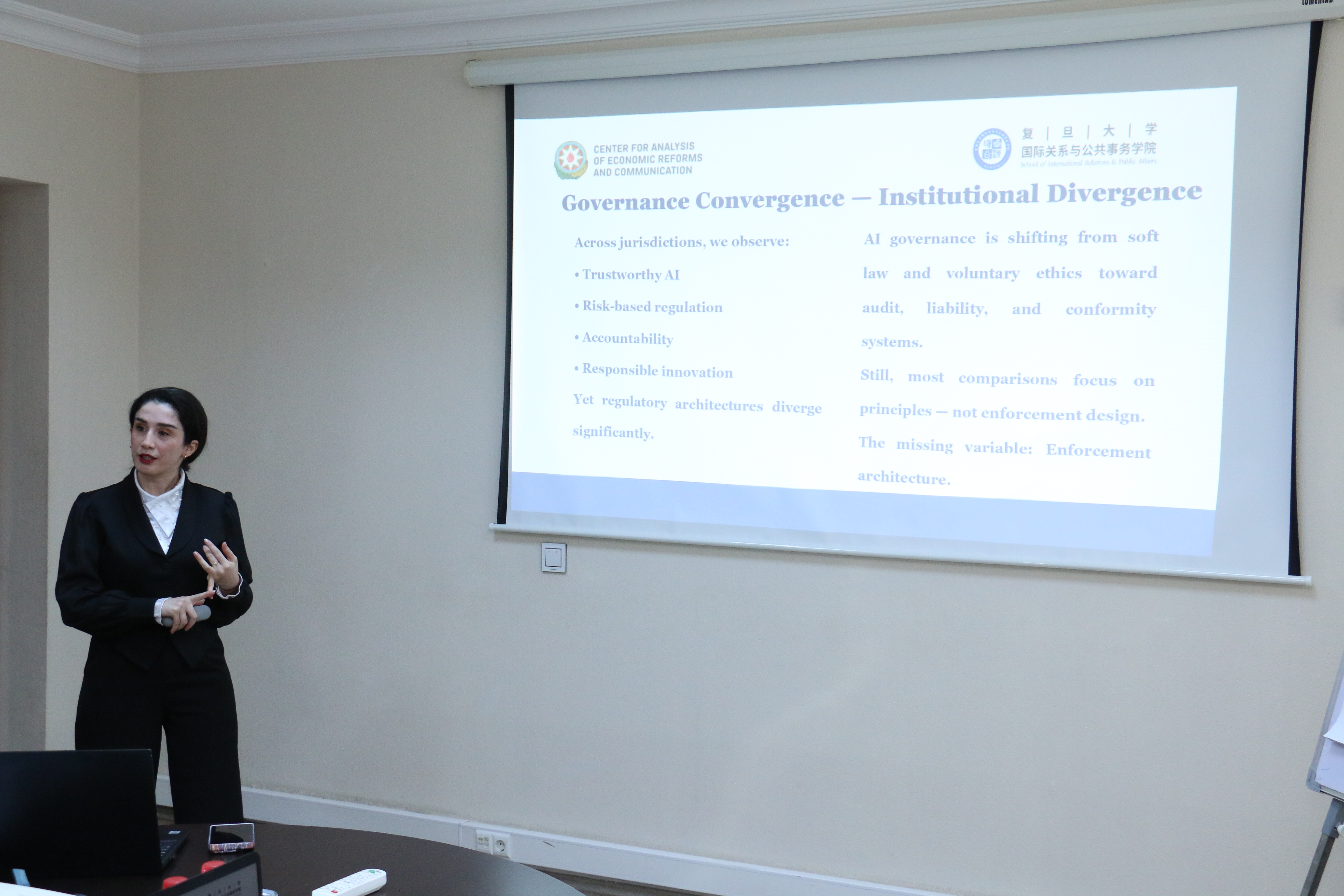 A student from China’s Fudan University who completed an internship at CAERC delivered a presentation