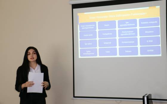 A volunteer of Human Resource Department Nuray Jafarzade made a presentation about  "Human resource management"